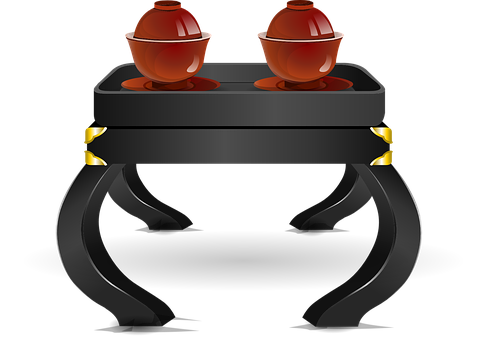 Traditional Chinese Tea Table Vector PNG with transparent background