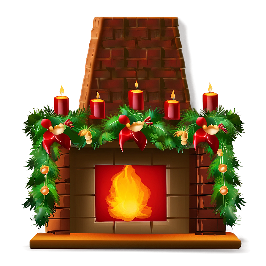 Traditional Christmas Fireplace Setup Png Vvn97