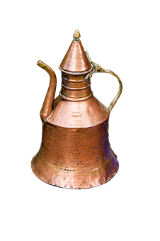 Traditional Copper Coffee Pot PNG image with a transparent background, free high-resolution download