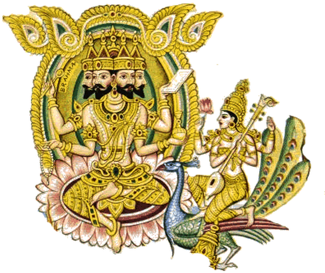 Traditional Depictionof Saraswatiand Brahma