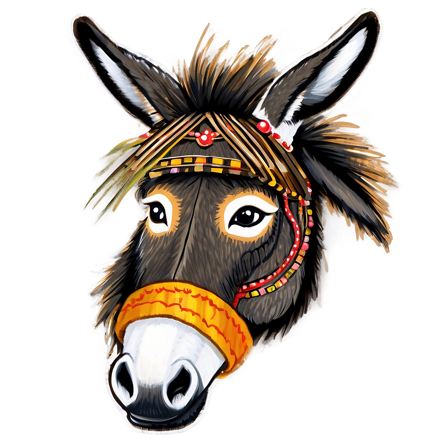 Traditional Donkey Drawing Png Wgj4