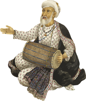 Traditional_ Drum_ Player_ Illustration PNG with transparent background