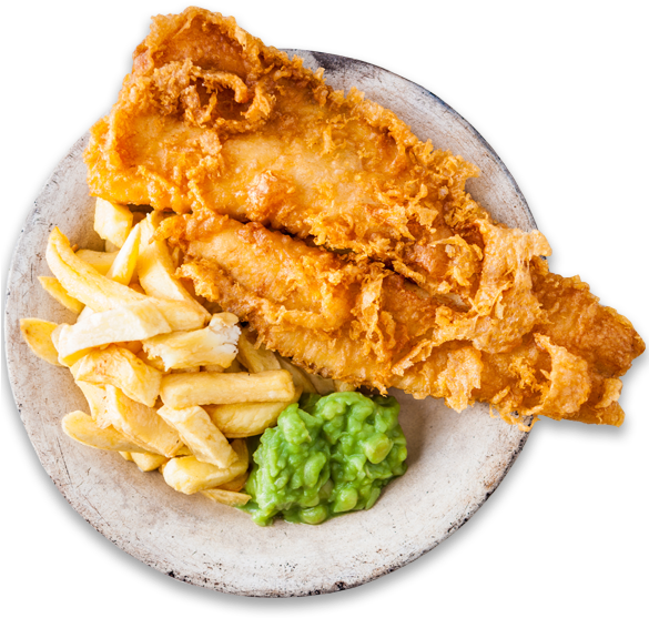 Traditional Fishand Chips Plate PNG with transparent background