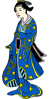 Traditional Geisha Art Illustration PNG with transparent background