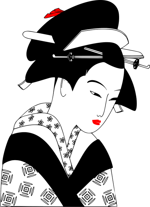 Traditional Geisha Artwork PNG with transparent background