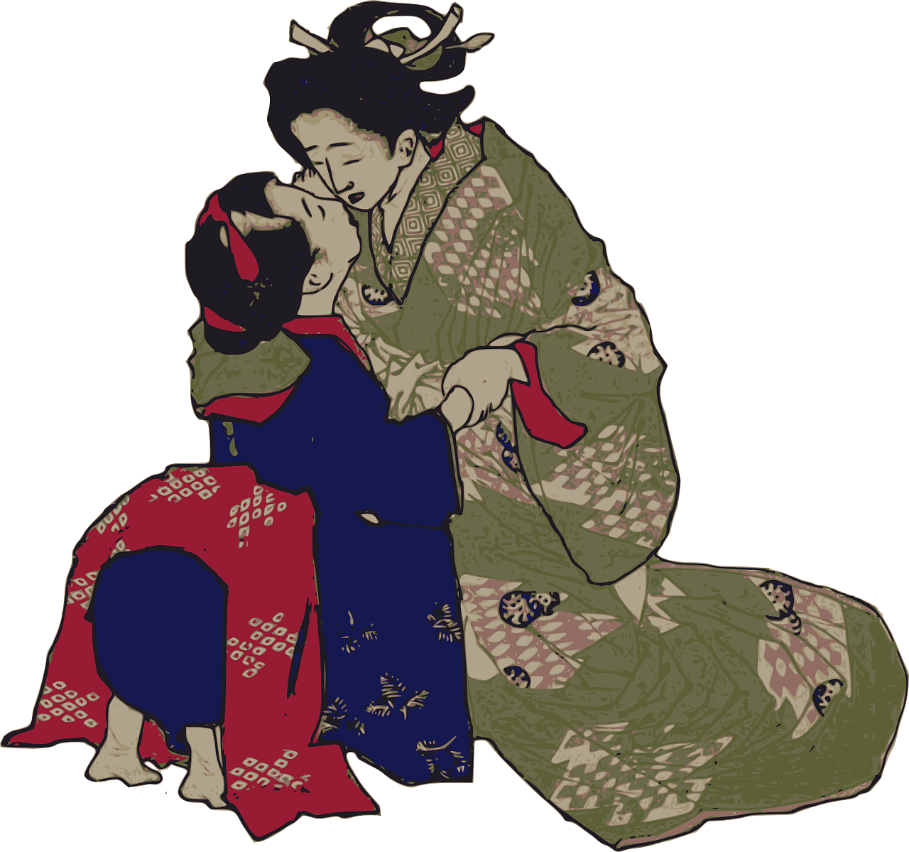 Traditional Geisha Artwork PNG with transparent background