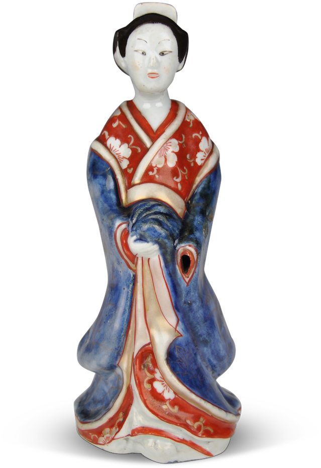 Traditional Geisha Ceramic Figurine PNG with transparent background