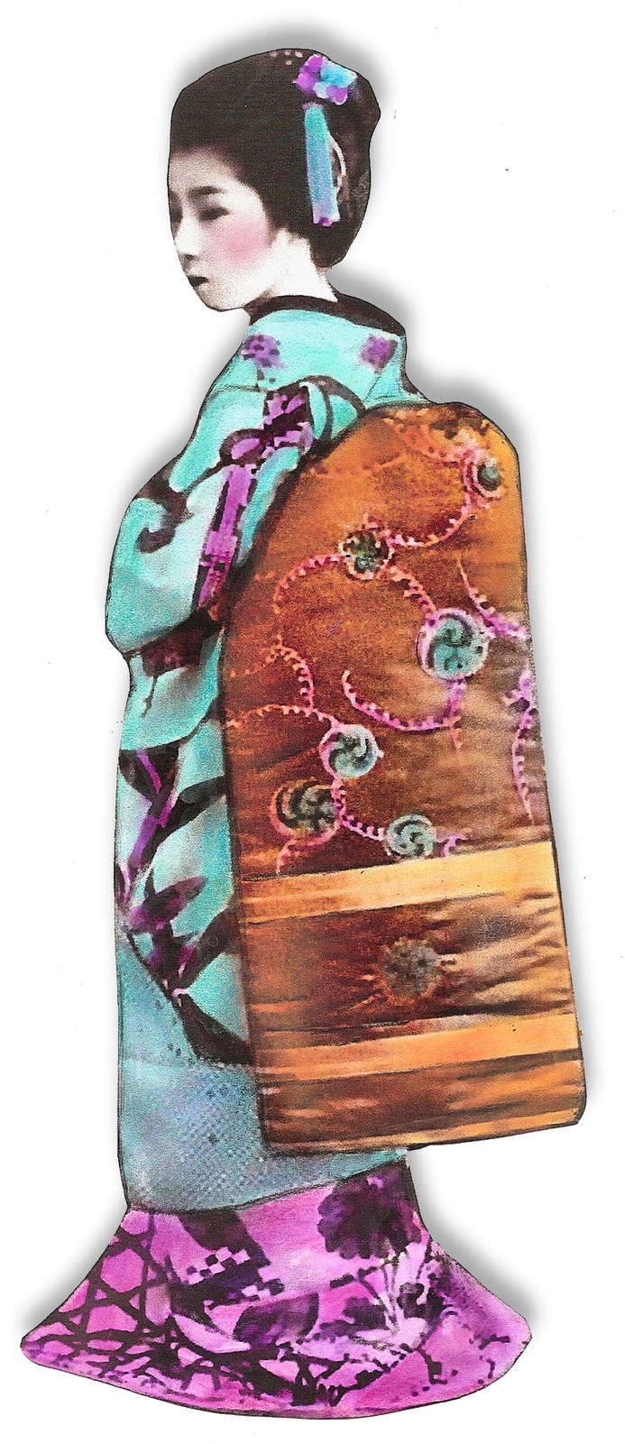 Traditional Geishain Kimono PNG with transparent background
