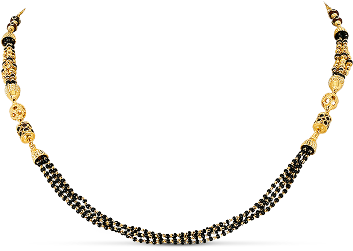 Traditional Gold Black Beaded Mangalsutra Design