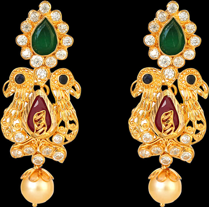 Traditional Gold Plated Peacock Earrings