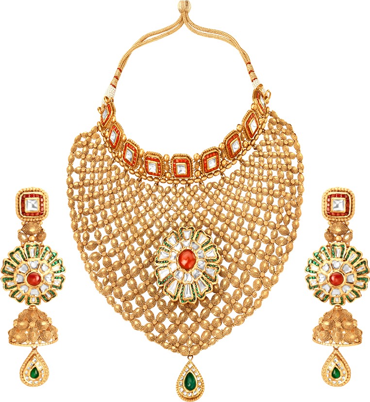 Traditional Golden Jewelry Setwith Gems