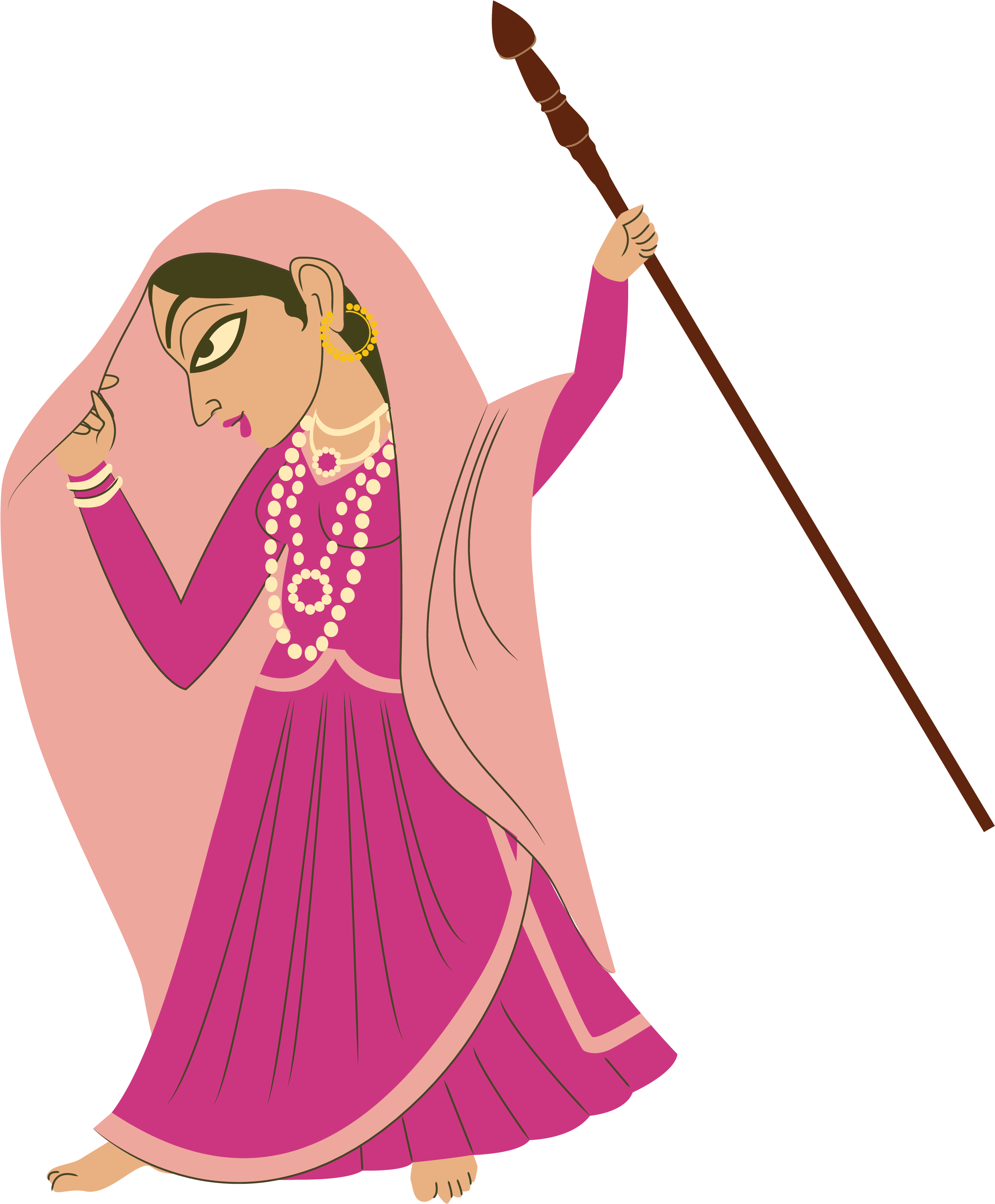 Traditional Indian Flute Player Illustration PNG with transparent background