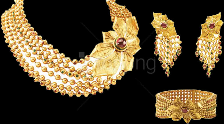 Traditional Indian Gold Jewelry Set