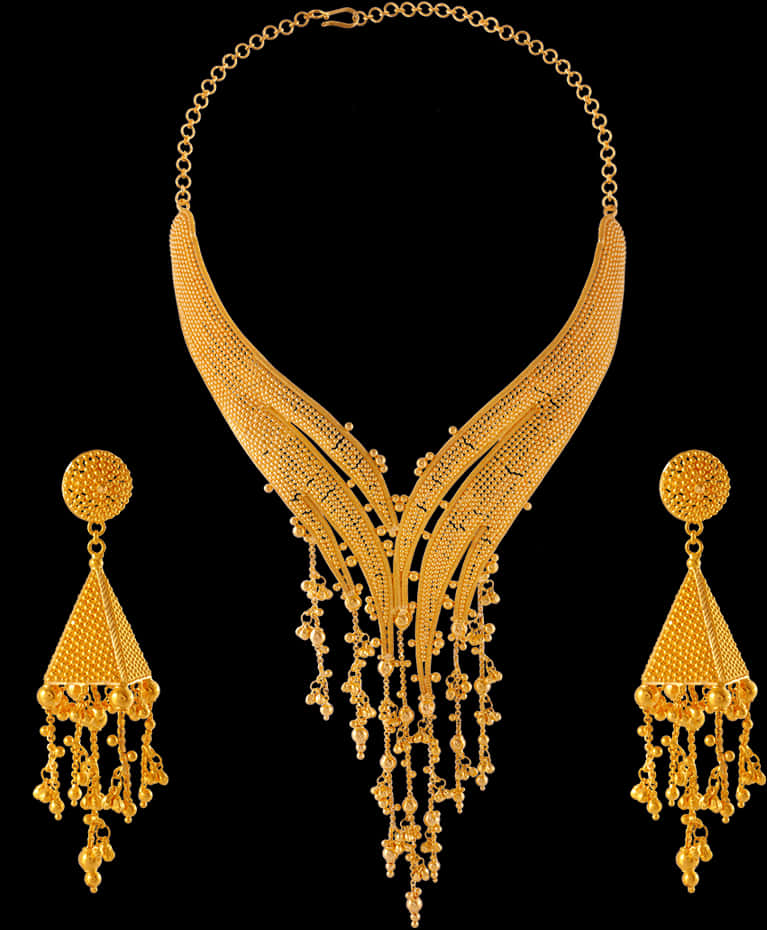 Traditional Indian Gold Necklaceand Earrings Set