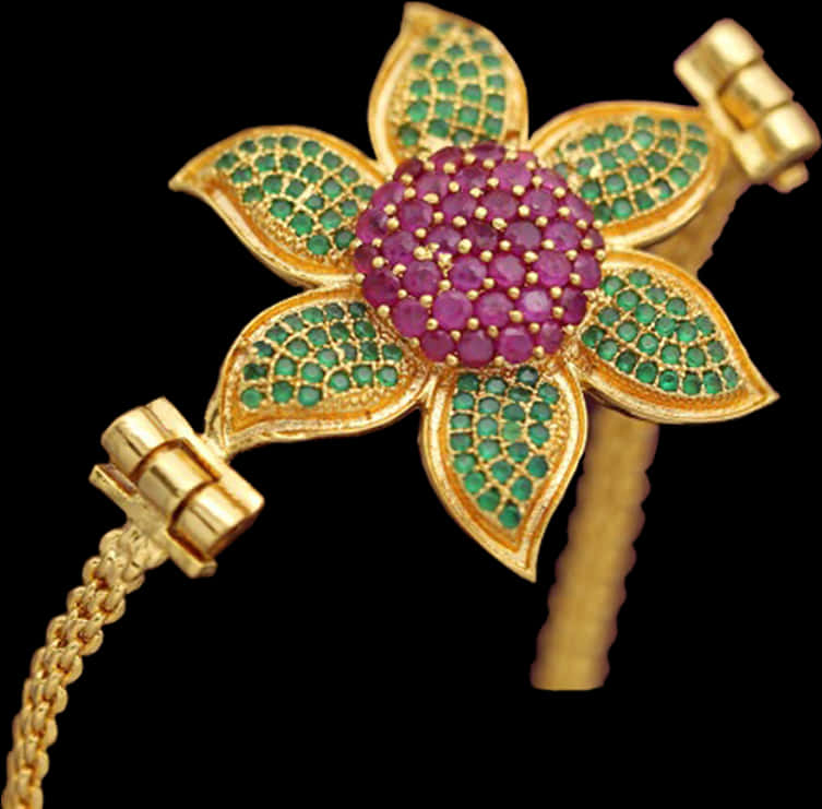 Traditional Indian Golden Floral Jewelry Piece