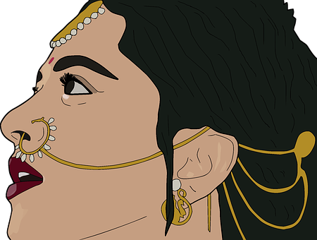 Traditional Indian Jewelry Profile Vector PNG image with a transparent background, free high-resolution download
