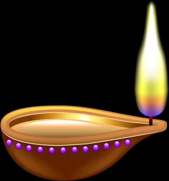 Traditional Indian Oil Lamp Illustration