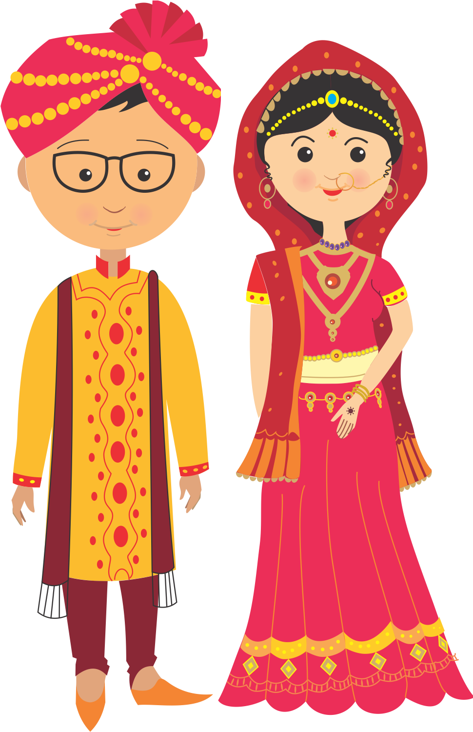 Traditional Indian Wedding Attire Cartoon