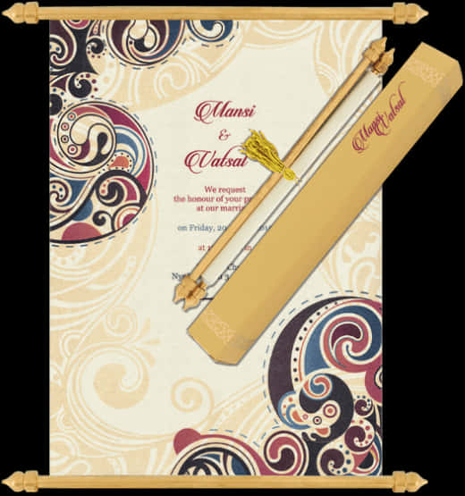 Traditional Indian Wedding Invitation Scroll