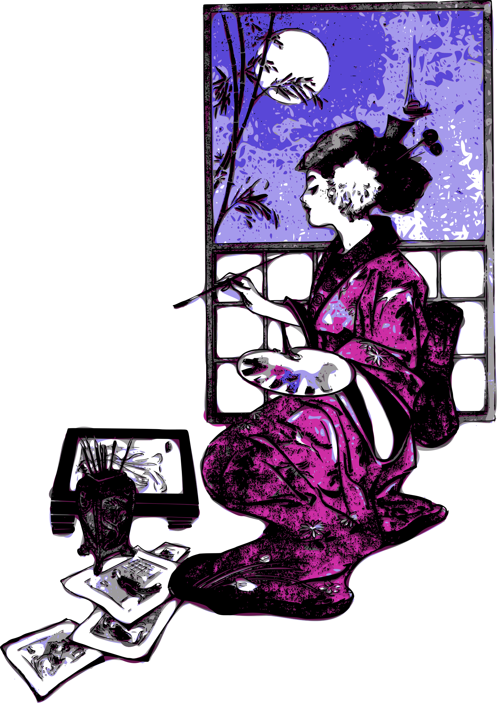Traditional Japanese Artistat Work PNG with transparent background