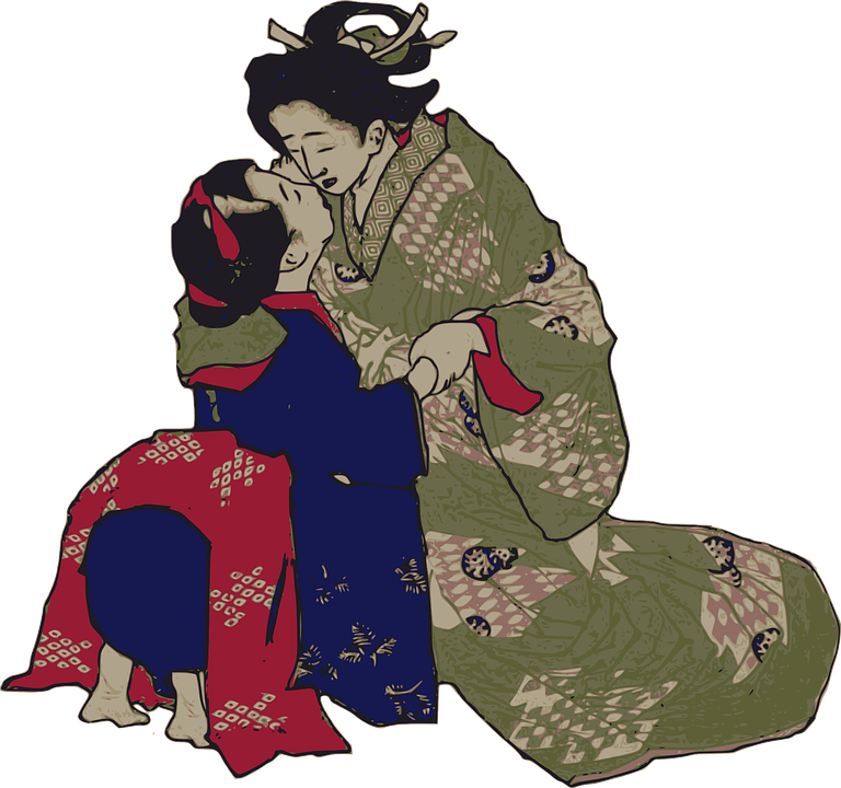 Traditional Japanese Geisha Art PNG with transparent background