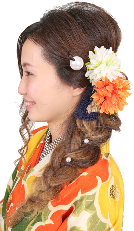 Traditional Japanese Hairstyle Kimono PNG with transparent background