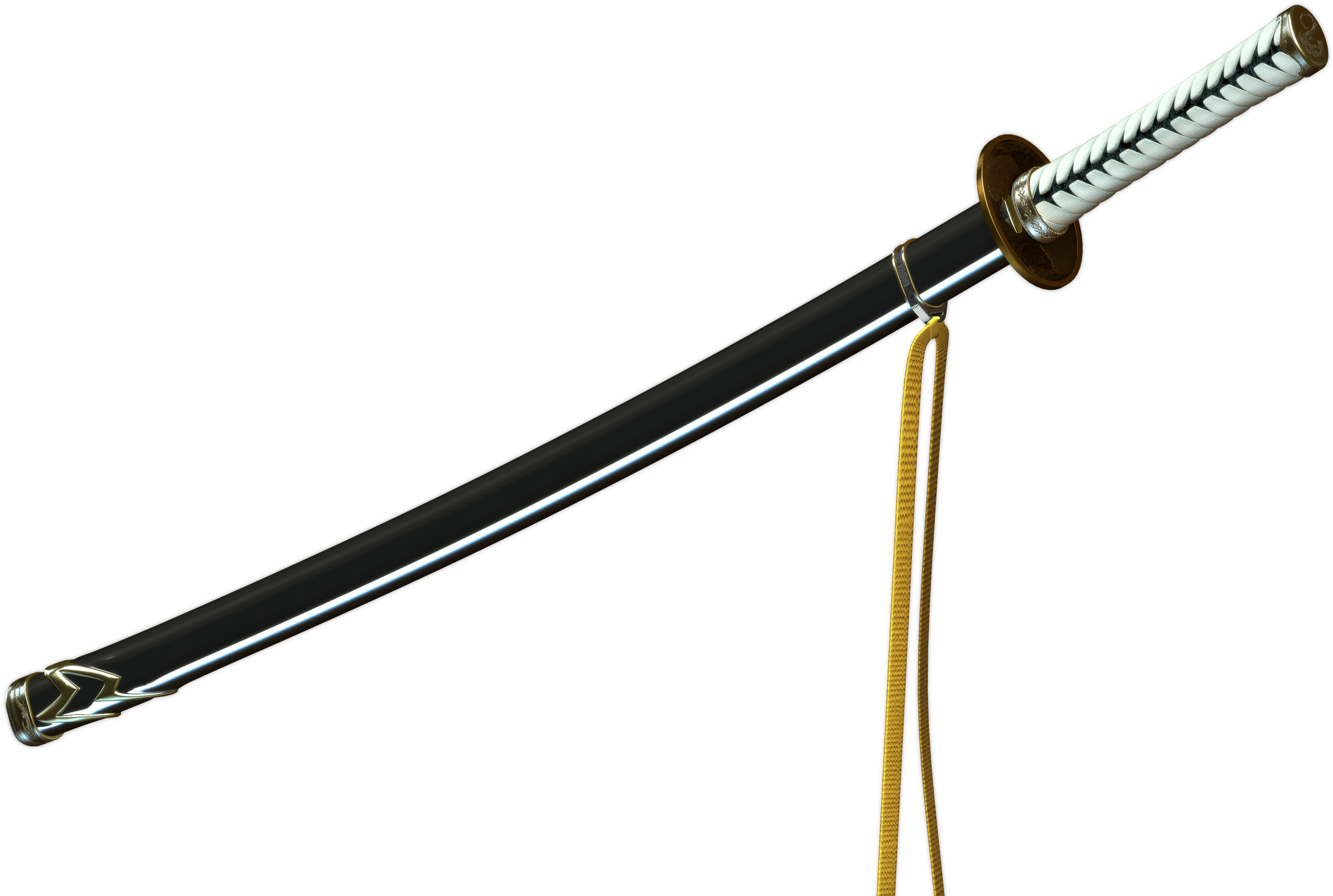 Traditional Japanese Katana Sword PNG image with a transparent background, free high-resolution download