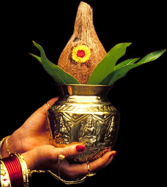 Traditional Kalashwith Coconutand Leaves