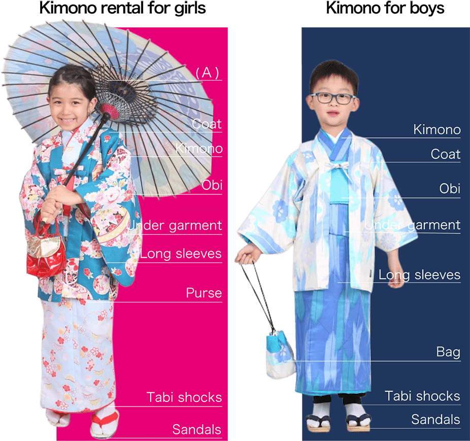 Traditional Kimono Rental Children PNG with transparent background