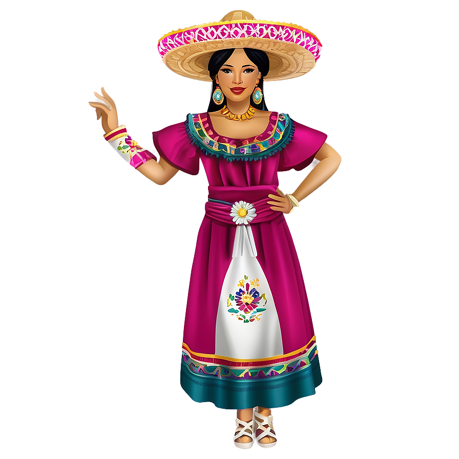 Traditional Mexican Dress PNG udu PNG with transparent background