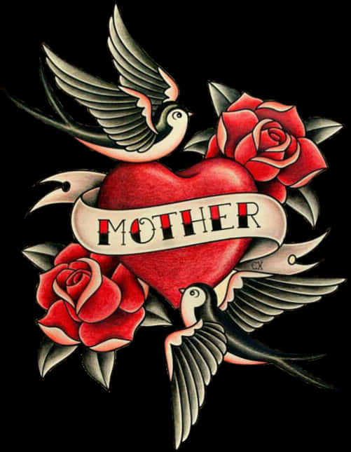 Traditional Mother Heart Tattoo Design