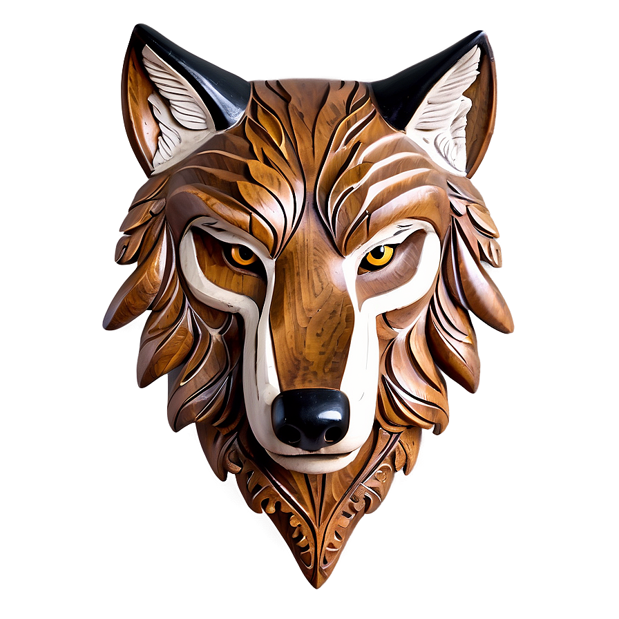 Traditional Wolf Head Carving Png Upr7