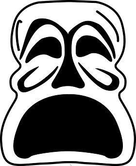 Tragic Theater Mask Vector PNG image with a transparent background, free high-resolution download