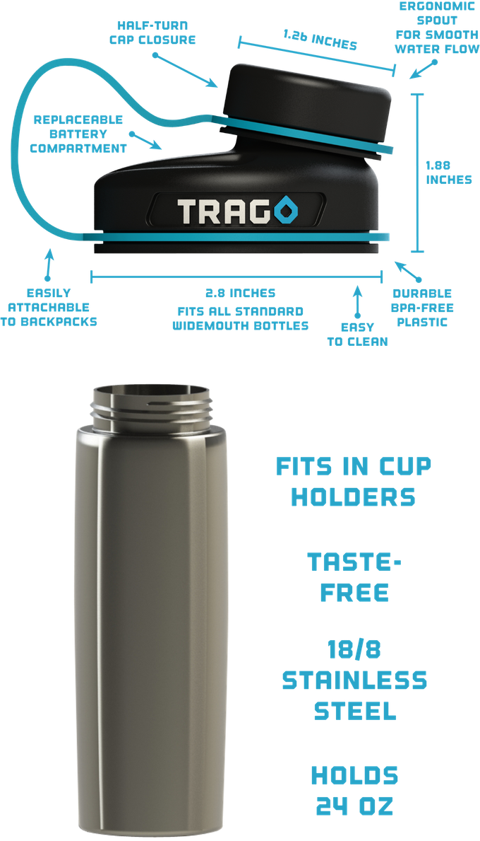 Trago Smart Water Bottle Features PNG with transparent background