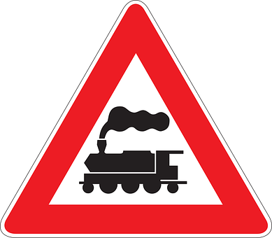 Train_ Crossing_ Warning_ Sign PNG with transparent background