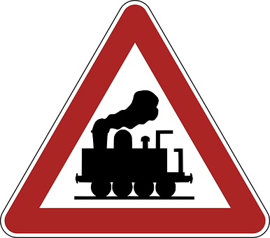 Train Crossing Warning Sign PNG with transparent background