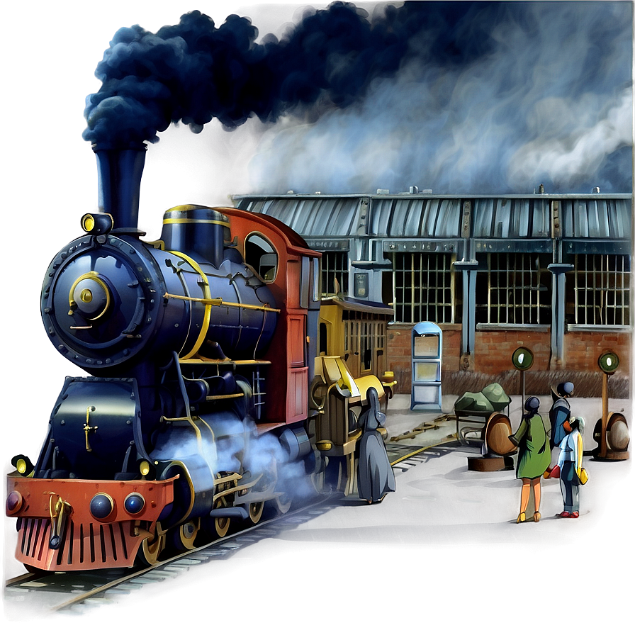 Train Station With Steam Locomotive Png Xtt