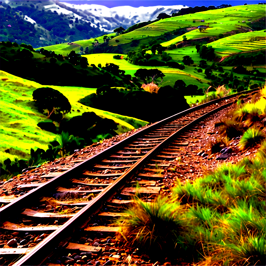 Train Track Through Hills Png 06212024