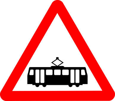 Tram Warning Sign PNG with transparent background