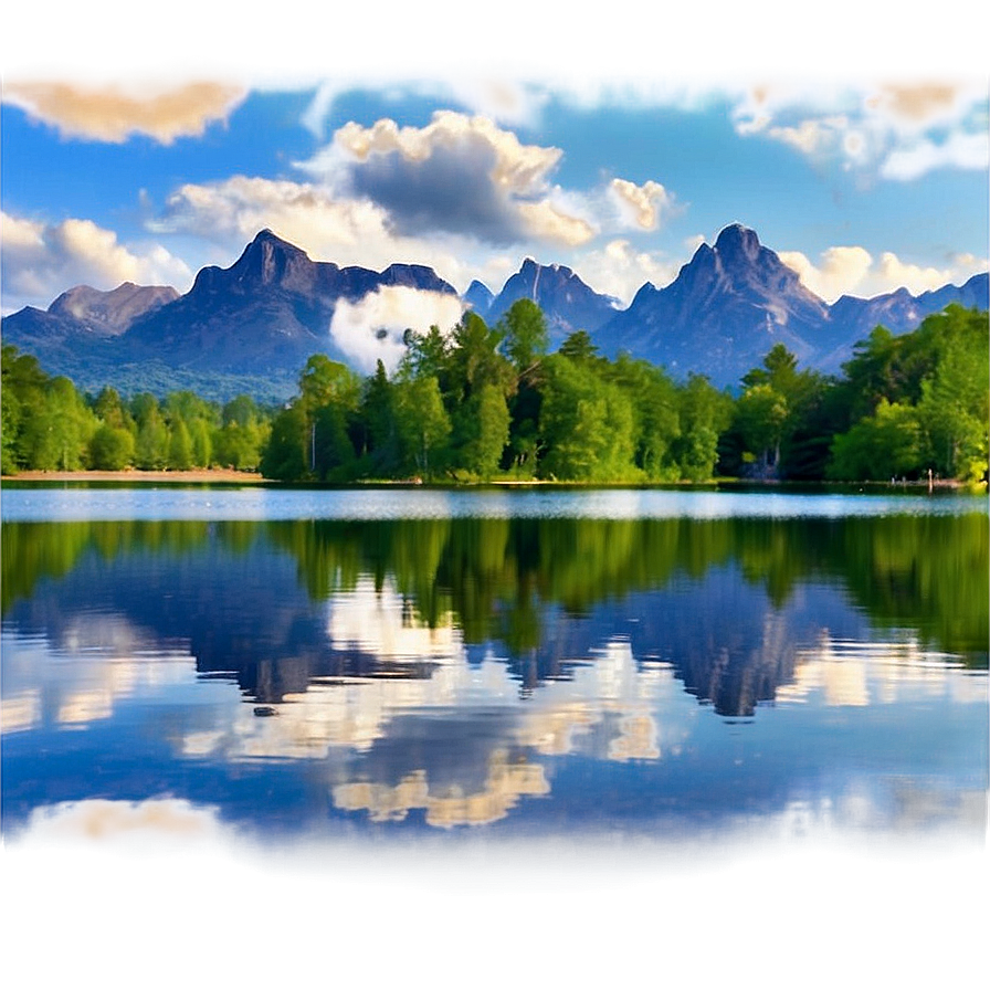 Tranquil Lake View Landscape PNG 06232024 PNG with transparent background