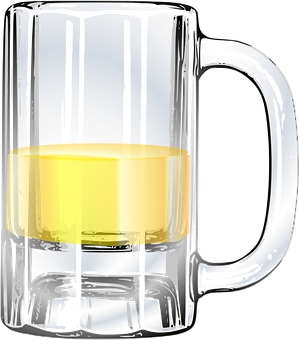 Transparent Beer Mug Half Full PNG image with a transparent background, free high-resolution download
