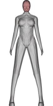 Transparent Humanoid Figure Black Background