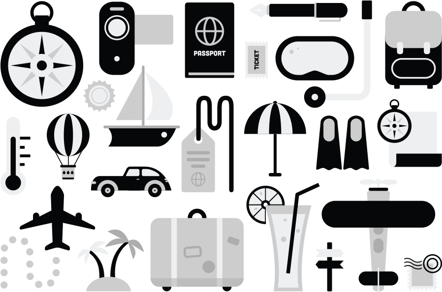 Travel Icons Set Vector Illustration