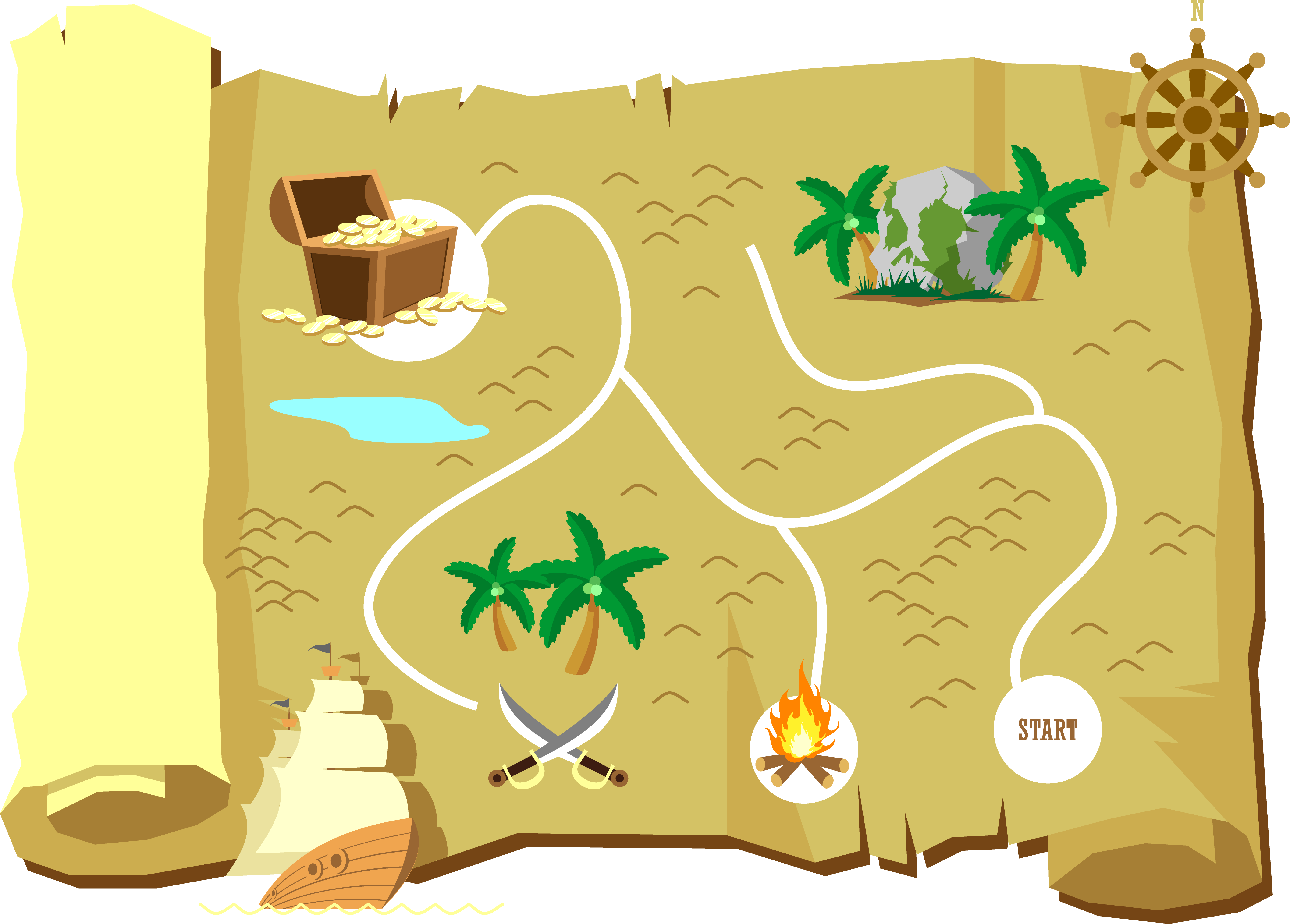 Treasure Map Island Adventure PNG with transparent background