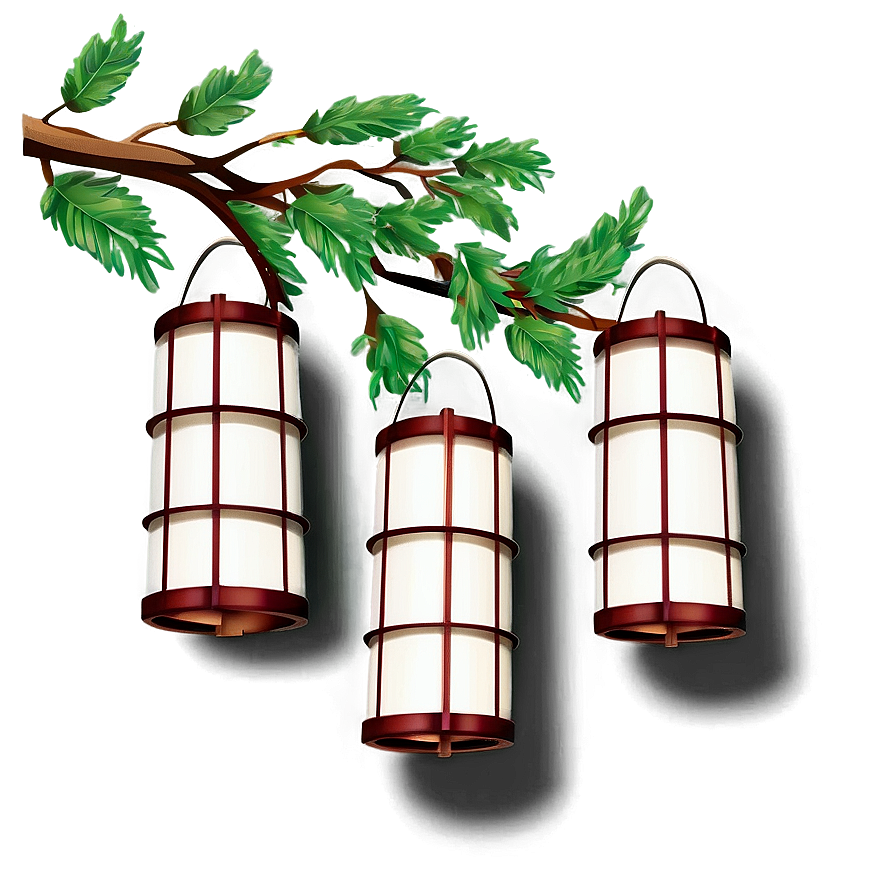 Tree Branch With Lanterns Png Qjm