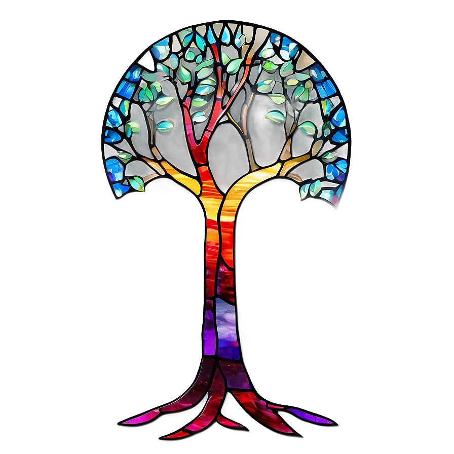 Tree Of Life In Stained Glass Style Png Sqq92