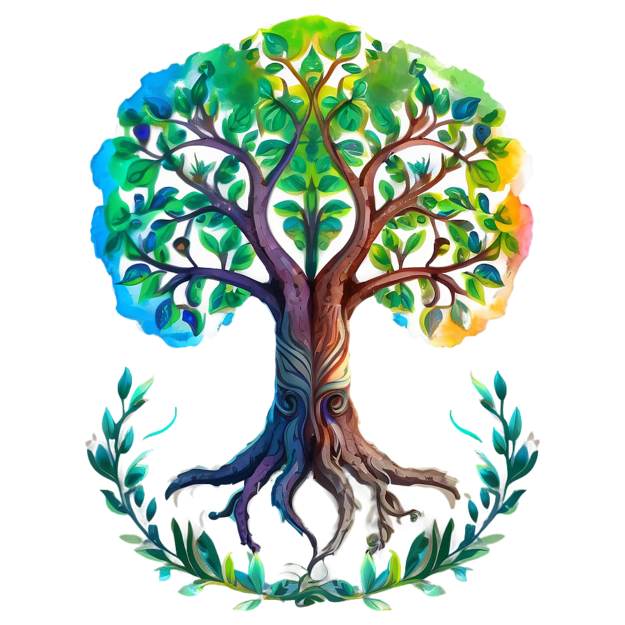 Tree Of Life In Vibrant Watercolor Png 61