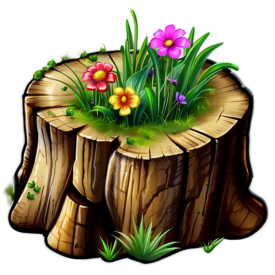 Tree Stump In Meadow Png 06132024