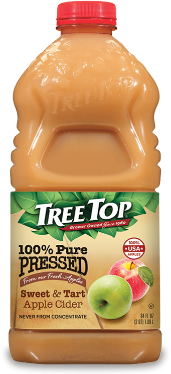 Tree Top Pure Pressed Apple Cider Bottle PNG with transparent background