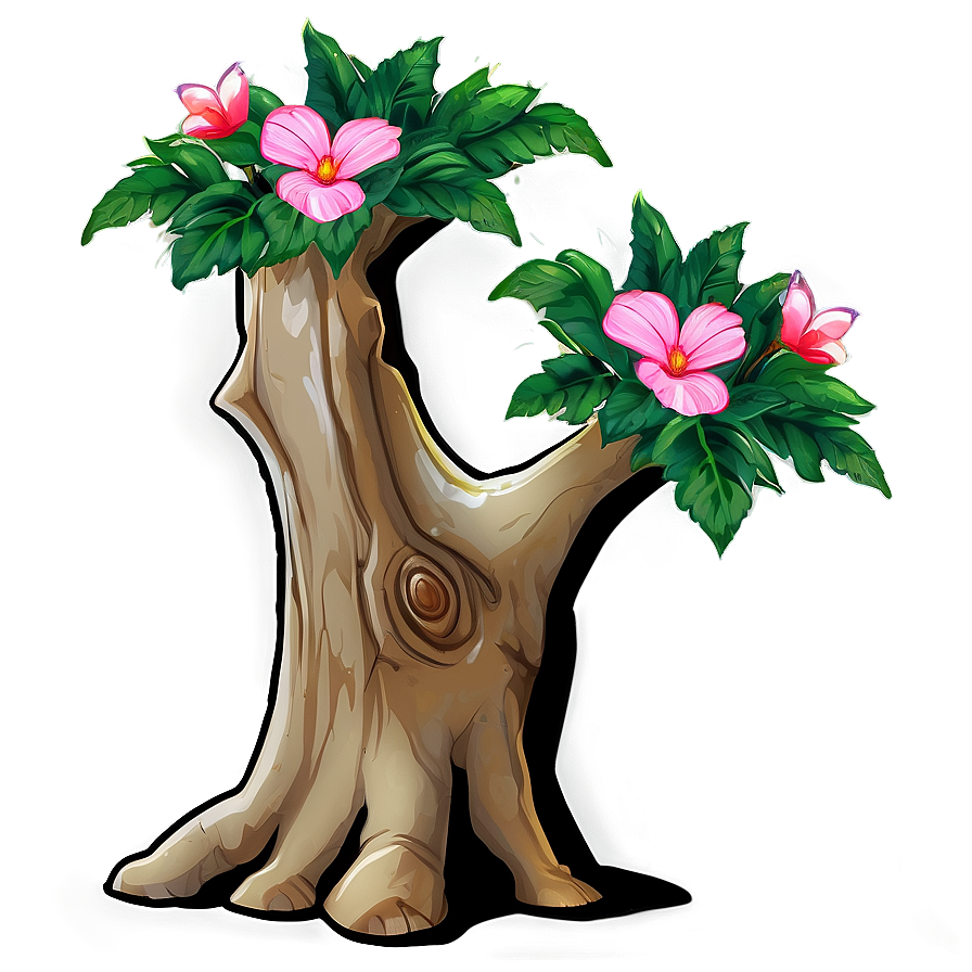 Tree Trunk With Flowers Png 65